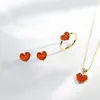 Dangle Earrings LAMOON For Women Red Heart Shape Gemstone Natural Garnet Earring 925 Sterling Silver Gold Plated Bijoux Gifts EI061