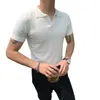 رجال Polos 2024 الصيف غير الرسمي فضفاضة كبيرة الحجم كبير الأكمام القصيرة ألوان صلبة الأزياء متعددة الاستخدامات قميص البولو البريطاني