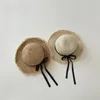 Berets 50-52 cm Baby Mädchen Hut 2024 Sommer Dünne Koreanische Ausgabe Bogen Fischer Kinder Strand Sonnencreme Prinzessin stroh