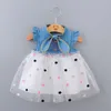 Vestidos para niña, ropa para niñas de 0 a 3 años, vestido de algodón de verano con encaje de princesa estrella 73-100, ropa para niños, lazo encantador para bebé