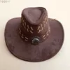 Ampla borda chapéus balde designer marca ocidental cowboy ao ar livre equitação sun sombra chapéu de viagem grande rim dança mens boné gorras para hombres 240319