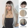 Synthetic Wigs Cosplay Wigs HENRY MARGU Blonde Platinum Ombre Wig Long Straight Cosplay Wig with Bangs Women Christmas Synthetic Wig High Temperature Fiber 240327