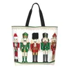 Sacs à provisions Joyeux Noël Casse-Noisette Sac Toile Épaule Fourre-Tout Lavable Casse-Noisette Soldat Poupée Cadeau Épicerie Shopper