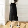 Spódnice 2024 Wiosna lato kobiet szyfonowa spódnica swobodna elastyczna wysoka talia A-line plisowane panie eleganckie