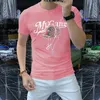 Men's T-Shirts 2022 Short Sleeve Rhinestones T Shirt for Men Fashion Streetwear Summer Breathable Cool Cotton O Neck Tshirts Camiseta De Hombre J240319