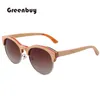 Sunglasses Semi-rimless Skateboard Wood Round Polarized Fashion Sun Glasses Women Bamboo UV400 Retro Design