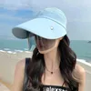 Ampla borda chapéus mulheres vazio chapéu com máscaras óculos balde verão ao ar livre ciclismo dobrável simples protetor solar respirável