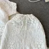 Work Dresses Boho Beach Long Skirts Sets Women Crochet Hollow Out V-neck Half Sleeve Shirts Tassel Patchwork Lace-up Trumpet Skirt Dropship