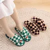 HBP Non-Brand Cross-border Cotton Slippers Womens Y2k Checkerboard Cross Strap Plush Slippers Womens Home Indoor Slippers