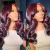 Synthetic Wigs Synthetic Wigs 34 Burgundy 13X4 Lace Front Wigs For Women Body Wave Curly 13x6 Lace Front Human Hair Wig 99J Hair Bone Straight Lace Front Wig 240329