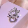 Japanese and Korean New Women's Butterfly Shape Jewelry Set with Shining Zircon Earrings Necklace Ring