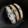 Bangle 2024 Feliz Turco Mau Olhos Mulheres Homens Pulseira Aberta 5A Cubic Zirconia Cz Espumante Moda Hip Hop Jóias 240319