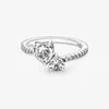 Nouvelle arrivée Double coeur mousseux anneau solide 925 argent femmes petite amie cadeau bijoux pour amoureux CZ diamant anneaux avec boîte d'origine Set5