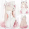 Syntetyczne peruki msiwigs kobiety syntetyczna lolita peruka długa prosta ombre dwukrotne srebrne szare niebieskie włosy na cosplay z grzywką 240329