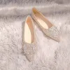 Laarzen merk trouwschoenen vrouw Rhinestone glitter ballet flats puntige teen kristal kralen dames feestschoenen plus maat 42