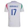 Nya Italia fans spelare 2024 Bonucci Soccer Jersey Jorginho Insigne Verratti Italy Football Shirts Chiesa Barella Chiellini Pellegrini Men Kids Kit