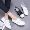 Casual Shoes Spring White Leather PU For Women's Breathable Running Students Sneakers Tennis Female Hook & Loop Autumn