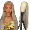 Synthetic Wigs Cosplay Wigs New Blonde Lace Front Wigs Synthetic Silver Straight Light Ash Blonde Lace Front Wigs For Black Women Transparent Cosplay Wigs 240327