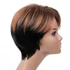Synthetic Wigs Short Wavy Synthetic Wigs Ombre Brown Black Straight Wig Party and Daily Use Hair for Women Heat Resistant 240329