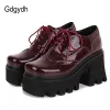 Pumps Gdgydh Spring Summer British Walker Shoes Women Patent Leather Platform Shoes High Platform Chunky Heel Pumps Big Size Wholesale