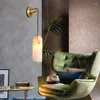 Wandlamp Spaans natuurlijk marmer Scandinavische moderne woonkamer Volledig koperen schans Slaapkamer Nachtkastje Hal Trapverlichting