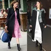 Alexa chung miss zhong mesmo estilo ol terno colarinho comprimento médio preto moda trincheira para mulheres primavera 240319