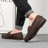 Chaussures d'origine pour hommes de voile en cuir masculin mots de lacep classique grande taille confortable usure usure résistante à la mode respirante