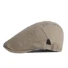 SHOWERSMILE Cappello berretto da uomo in cotone stile britannico da ragazzo Solid Beige Nero Navy Khaki Berretto piatto primavera estate regolabile 5560 cm 240311