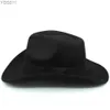 Cappelli a secchiello Larghi Uomo Donna Tesa in lana Cowboy occidentale Cappellini Panama Sombrero da esterno Viaggio Fedora Sunbonnet Party Taglia regolabile M-L 240320