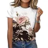 T-shirt da donna Donna Stampa floreale Top Tunica estiva Top Casual Moda streetwear con O-Collo Maniche corte Allentato per A