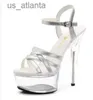 Klädskor 2019 sommarsandal pvc transparent plattform sexig klar räcke spänne hög häl 18 cm sandaler pumpar kvinnor stilettos h240325