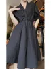 Party Dresses French High-class Black Shirt Dress For Women In Summer 2024 Hepburn Style Waist Closing Temperament Little