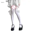 Women Socks Ribbon Lace Bow Thigh High Stockings Solid Over Knee Long J78E