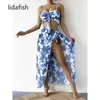 Kobiety w Lidafish Nowo wydrukowane 3-częściowe 3-częściowe stroje kąpielowe Wysokie Wytrzymałe Koronkowe bikini z zestawem stroju kąpielowym J240319