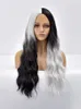 Synthetic Wigs Cosplay Wigs Long Wavy Ombre Black White Synthetic Wigs for Women Heat Resistant Natural Middle Part Cosplay Party Lolita Daily Hair Wigs 240329