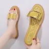 Slippers Sandals For Women Comfortable Summer 2024 House Rhinestone Low Flat Fashion Sequin Glitter Cute Slipper Female Home