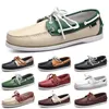 Mens Casual Shoes Black Leisures Silvers Taupe Dlives Brown Grey Red Green Walking Low Soft Multis Leather Men Sneakers Outdoor Trainers Boat Shoes Breathable AA042