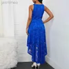 Grundlegende Freizeitkleider, Sommer, schulterfrei, Party-Hochzeitskleider, blaue Taille, Brautjungfer, unregelmäßiger Saum, langes Abendkleid, Robe 240319