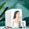 Refrigerators Freezers 4L Mini Mirror Fridge Beauty Makeup Skincare Refrigerator AC/DC Heated Cooling Beauty Refrigerator Car Mini Fridge L240319