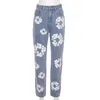 Jeans pour femmes Femmes Pantalons imprimés floraux Streetwear Y2K Punk Hip Hop Casual Pantalons longs Vêtements féminins Printemps