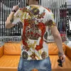 Men's T-Shirts 2022 Trend Brand Fashion Baroque Print Rhinestones Short Sleeve Tshirt High Quality Tee Shirt Homme Luxury Summer Tshirt For Men J240319