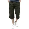 Männer Shorts Sommer Baumwolle Cargo Overalls Multi Tasche Knie Länge Casual Hosen Männliche Taktische Militärische Reithose