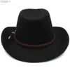 Hoeden met brede rand Emmer Heren Dames Wol Western Cowboy Panama Caps Outdoor Sombrero Reizen Fedora Sunbonnet Partij Maat verstelbaar M-L 240319