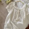 Ropa de dormir para mujer Vestido de noche victoriano de algodón puro Mujer Blanco Manga corta Bata larga Peignoir Camisones vintage románticos Princesa Ropa de dormirC24319