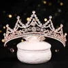 Tiaras nya lyxiga bröllop hårtillbehör rosa kristall strass pärla krona handgjorda brud tiara drottning tiara hår tillbehör y240319