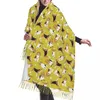 Écharpes élégantes Beagle Scatter jaune motif gland écharpe femmes hiver chaud châle enveloppe femme