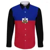 Homens Casuais Camisas 3D Impresso Haiti Bandeira Brasão Homens Primavera Outono Mulheres Manga Longa Tops Kid Botão Camisa Roupas Lindo