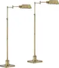 Lampadaires Ensemble de lampe debout traditionnelle avec un bras pivotant, tâche de pharmacie réglable en métal doré