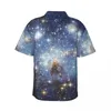 Chemises décontractées pour hommes Bling Star Chemise hawaïenne Mens Beach Astro Galaxy Imprimer Manches courtes Streetwear Design Trendy Blouses surdimensionnées