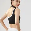 Yoga outfit kvinnor kontrast färg sport bras mode lapptäcke bh integrerad fast kopp stötsäker gym topp fitness träning underkläder